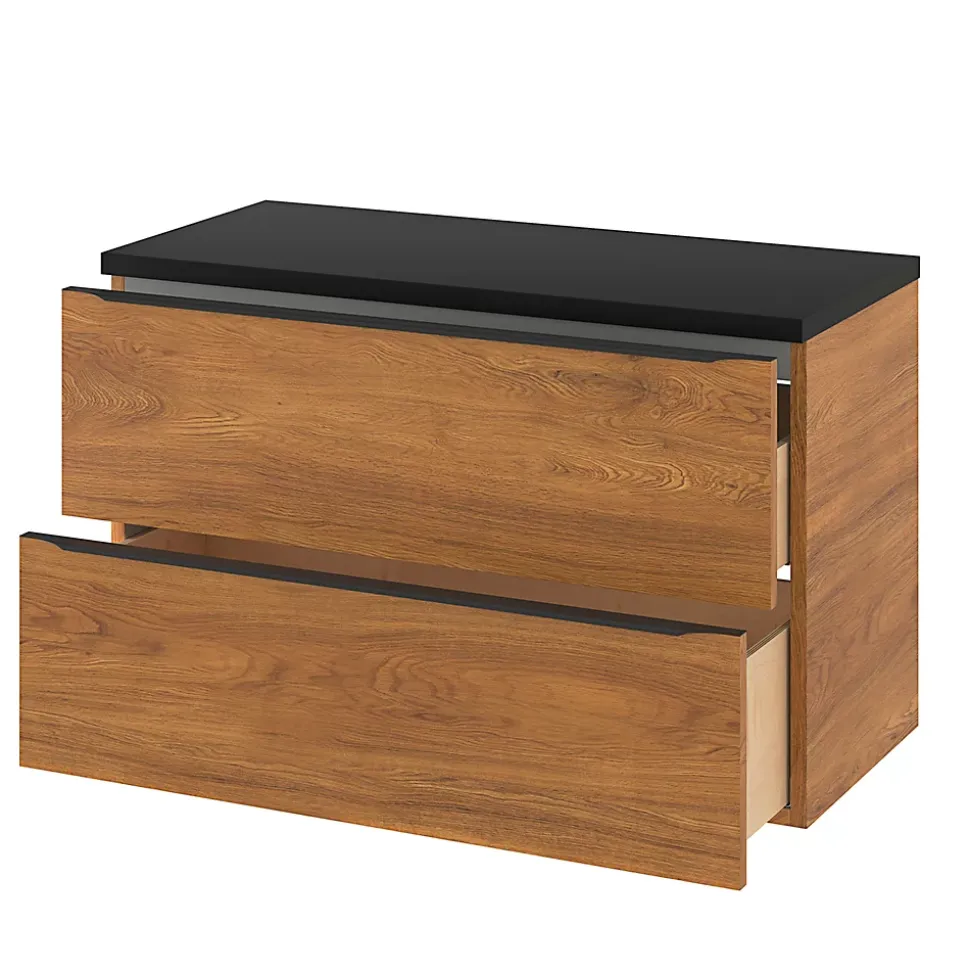 Meuble sous vasque suspendu effet noyer l.100 x H.60 x P.45 cm, GoodHome Imandra