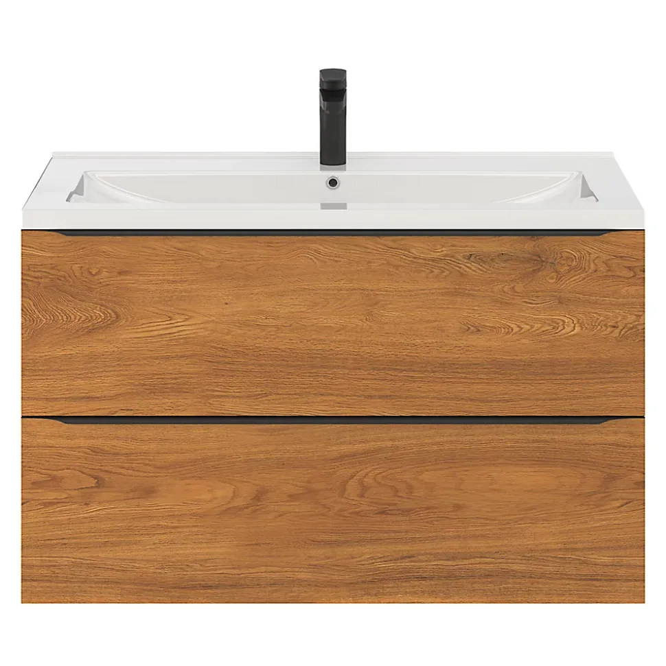 Meuble sous vasque suspendu effet noyer l.100 x H.60 x P.45 cm, GoodHome Imandra