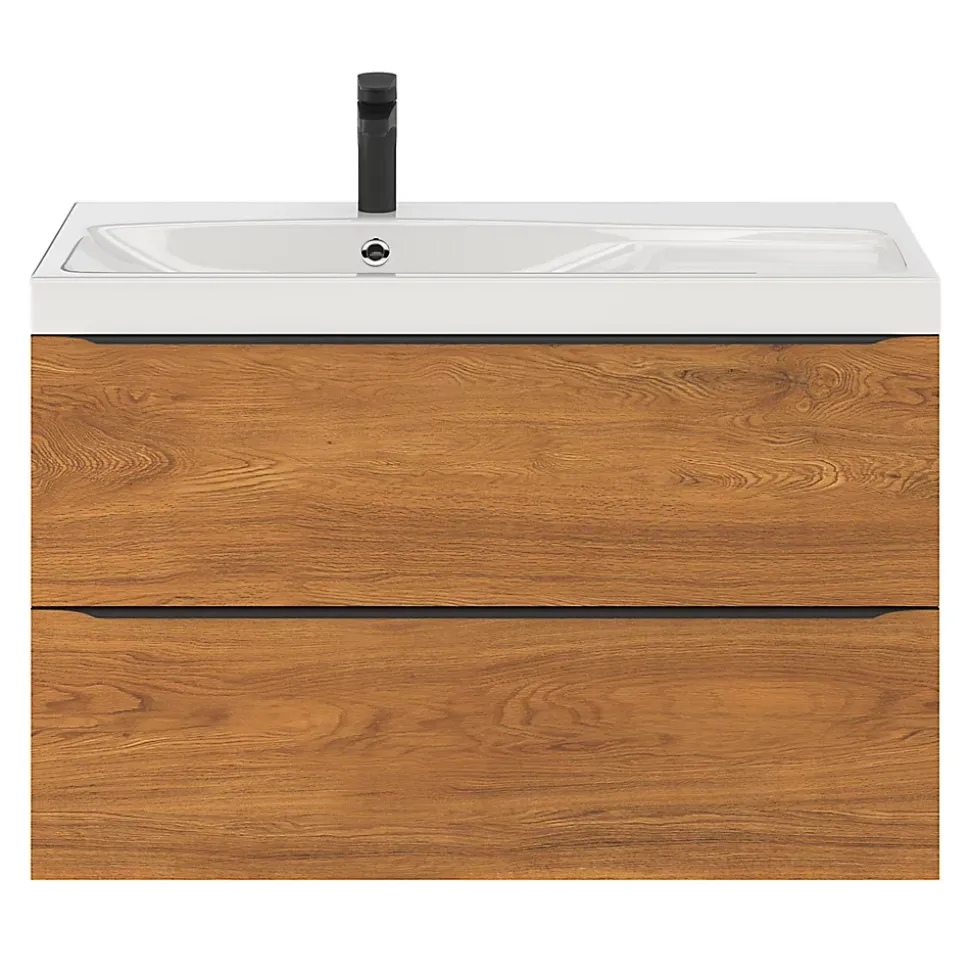 Meuble sous vasque suspendu effet noyer l.100 x H.60 x P.45 cm, GoodHome Imandra