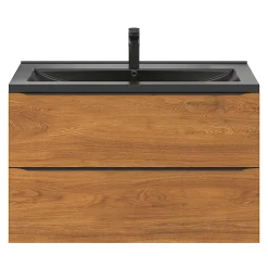 Meuble sous vasque suspendu effet noyer l.100 x H.60 x P.45 cm, GoodHome Imandra