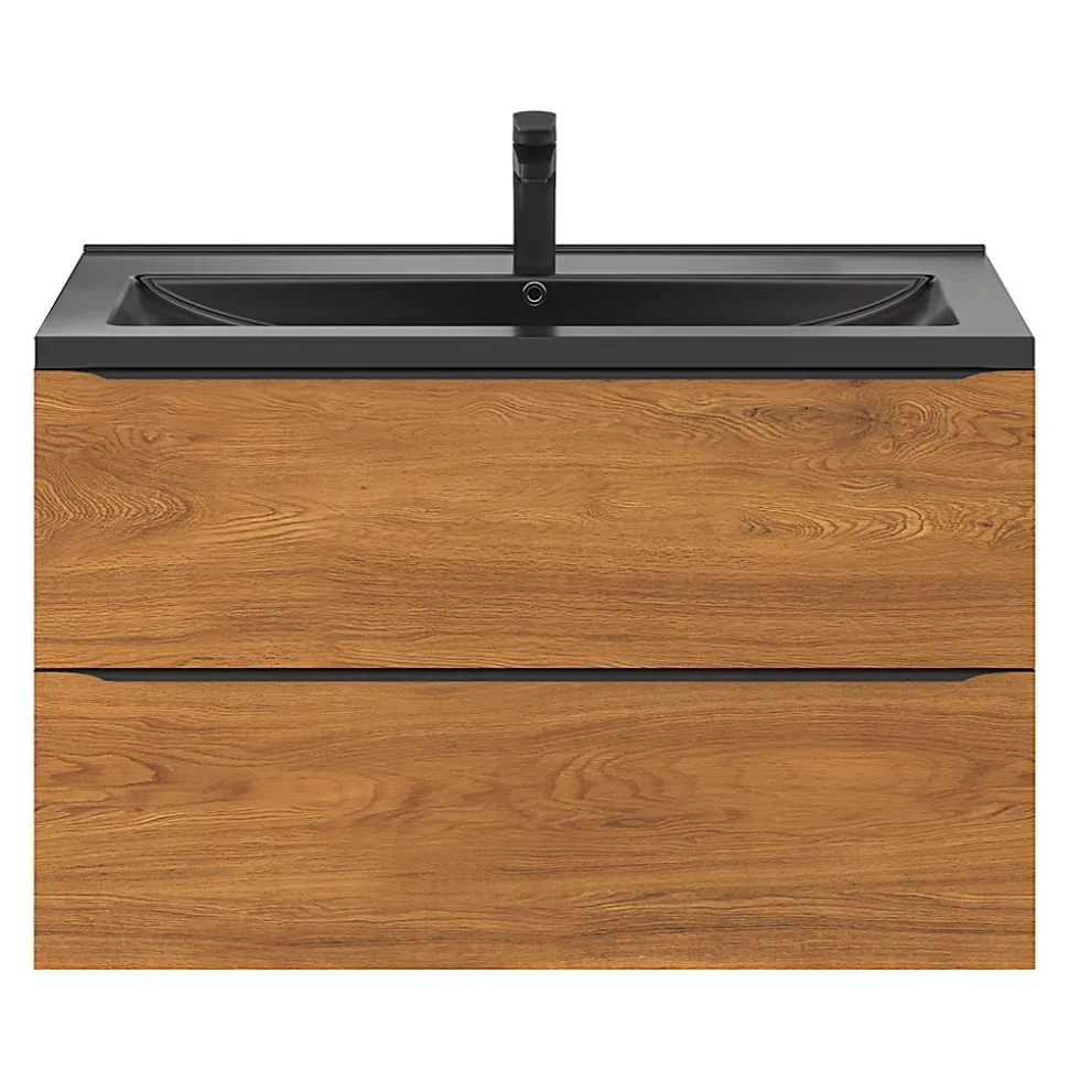 Meuble sous vasque suspendu effet noyer l.100 x H.60 x P.45 cm, GoodHome Imandra