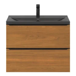 Meuble sous vasque suspendu faible profondeur effet noyer l.80 x H.60 x P.36 cm, GoodHome Imandra