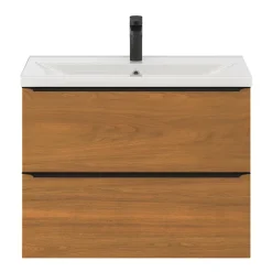 Meuble sous vasque suspendu faible profondeur effet noyer l.80 x H.60 x P.36 cm, GoodHome Imandra