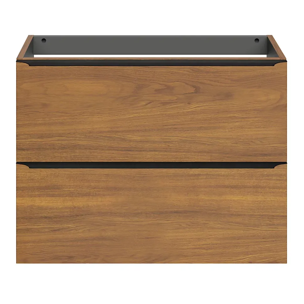 Meuble sous vasque suspendu faible profondeur effet noyer l.80 x H.60 x P.36 cm, GoodHome Imandra