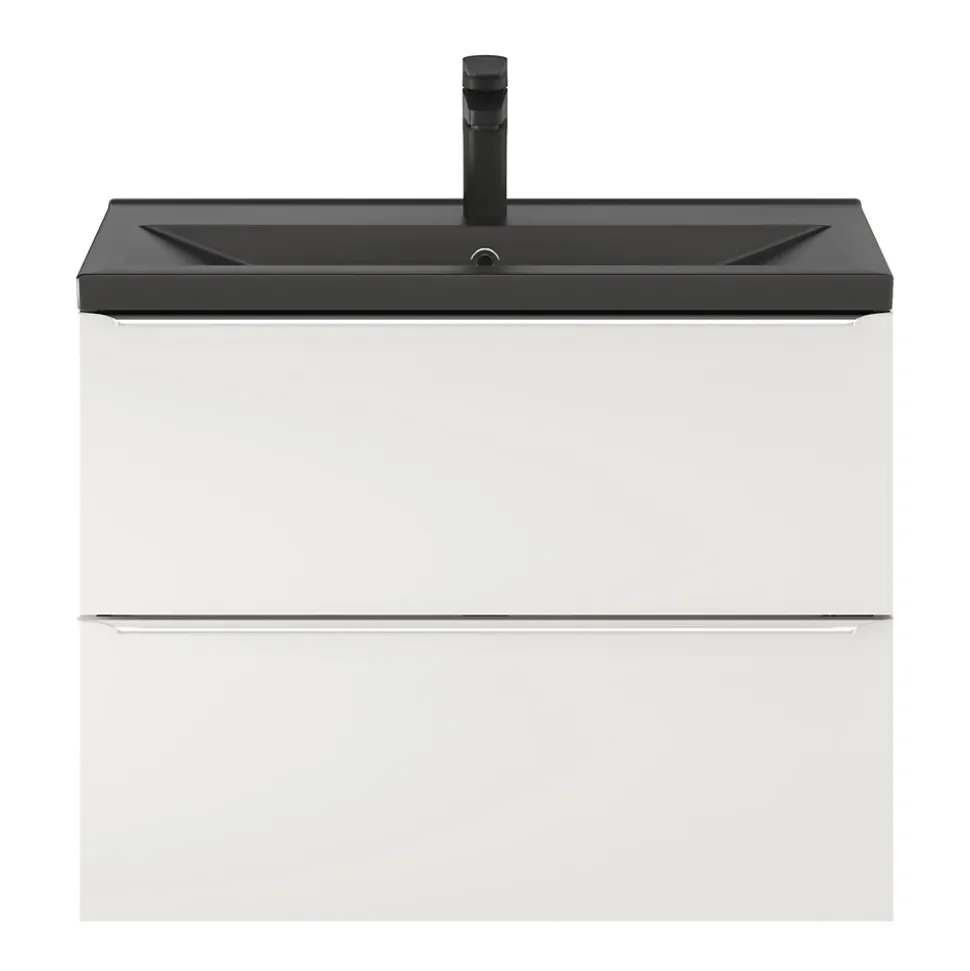 Meuble sous vasque suspendu faible profondeur blanc brillant l.80 x H.60 x P.36 cm, GoodHome Imandra