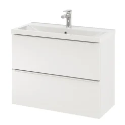 Meuble sous vasque suspendu faible profondeur blanc brillant l.80 x H.60 x P.36 cm, GoodHome Imandra