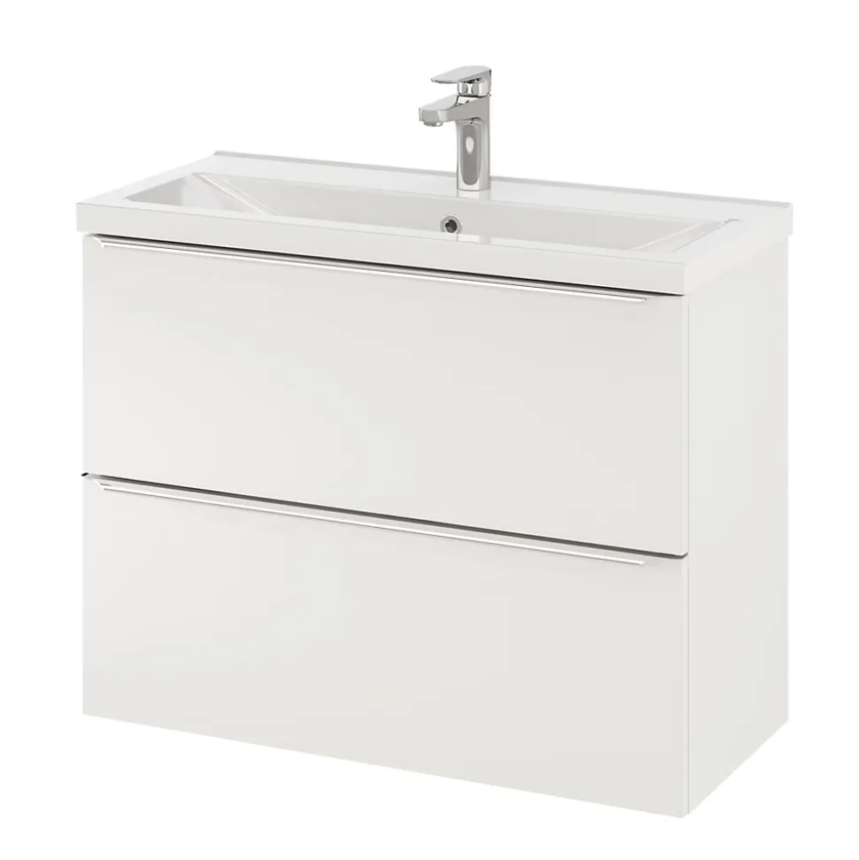 Meuble sous vasque suspendu faible profondeur blanc brillant l.80 x H.60 x P.36 cm, GoodHome Imandra