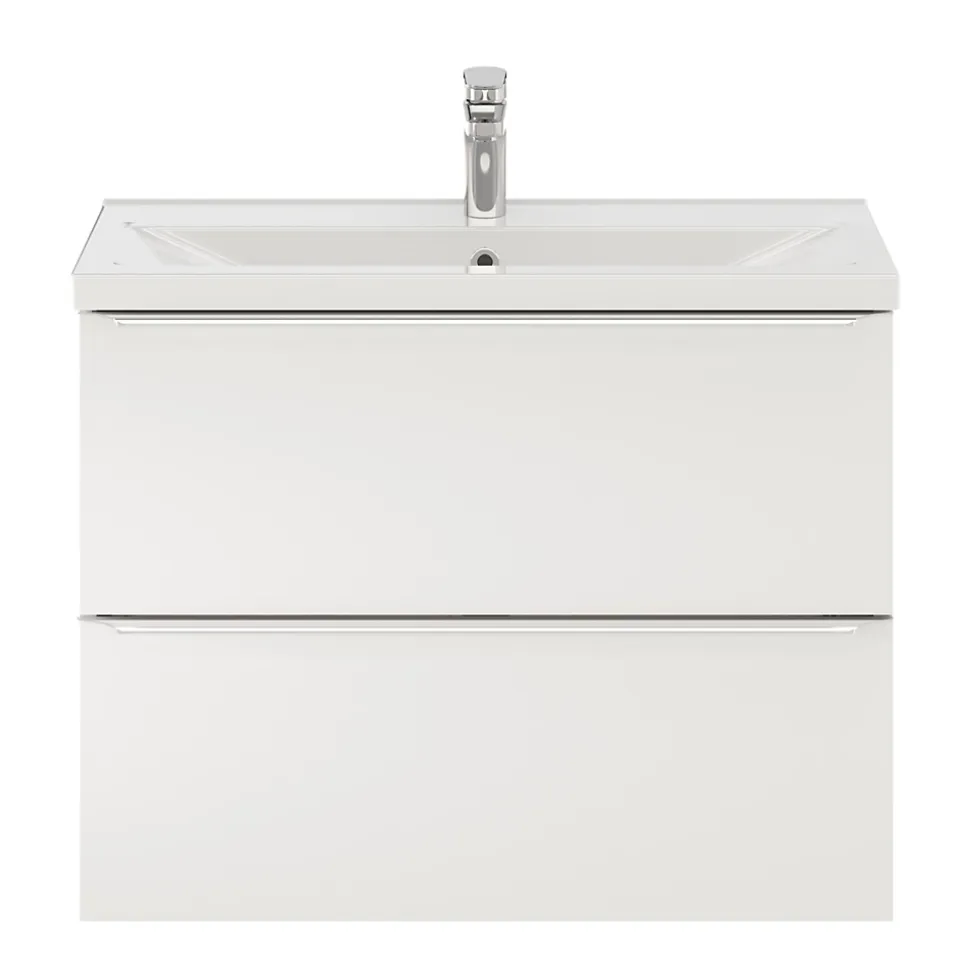 Meuble sous vasque suspendu faible profondeur blanc brillant l.80 x H.60 x P.36 cm, GoodHome Imandra