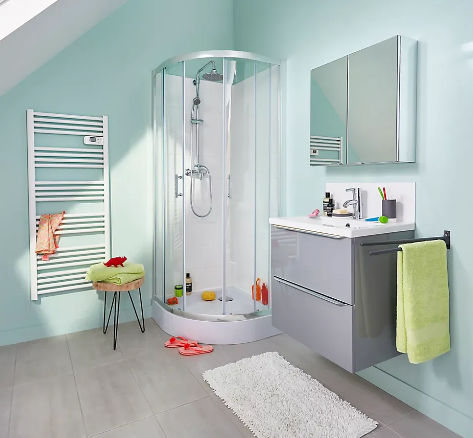 Meuble sous vasque suspendu gris brillant l.60 x H.60 x P.45 cm, GoodHome Imandra