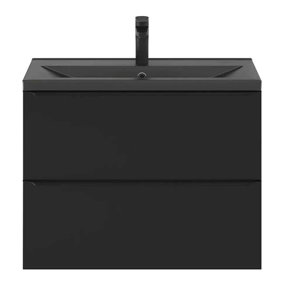 Meuble sous vasque suspendu faible profondeur noir mat l.80 x H.60 x P.36 cm, GoodHome Imandra