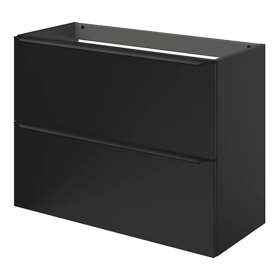 Meuble sous vasque suspendu faible profondeur noir mat l.80 x H.60 x P.36 cm, GoodHome Imandra