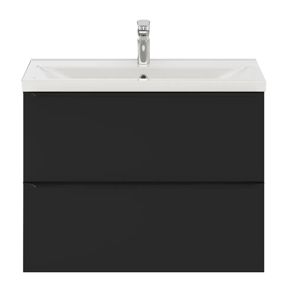 Meuble sous vasque suspendu faible profondeur noir mat l.80 x H.60 x P.36 cm, GoodHome Imandra