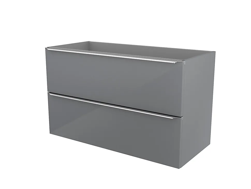 Meuble sous vasque suspendu gris brillant l.100 x H.60 x P.45 cm, GoodHome Imandra
