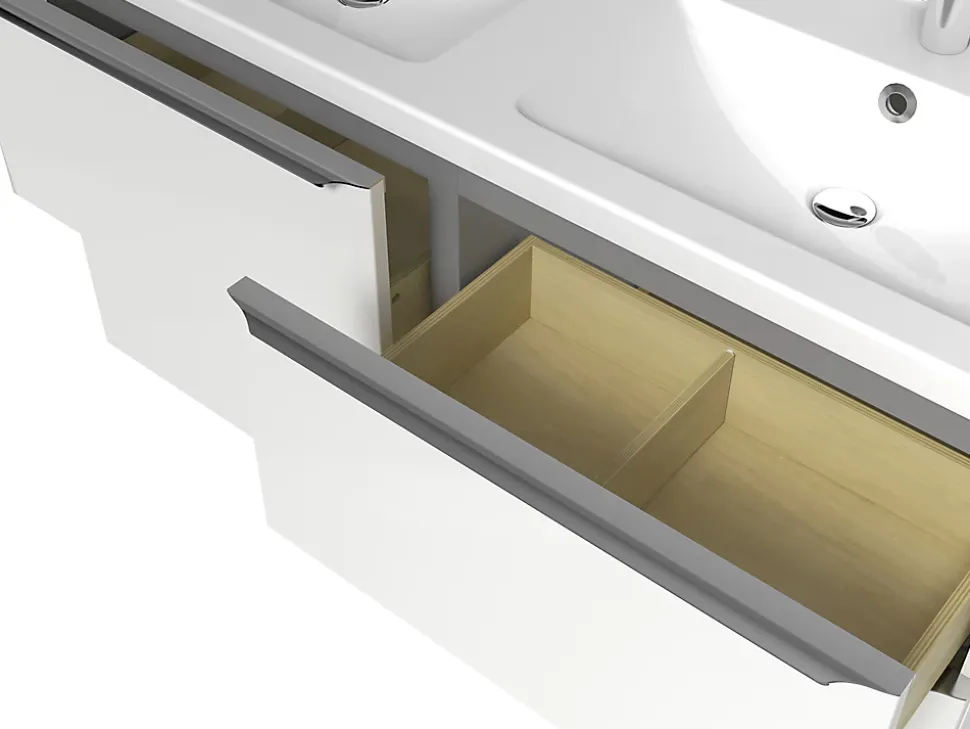 Meuble sous vasque suspendu blanc brillant l.120 x H.60 x P.45 cm, GoodHome Imandra