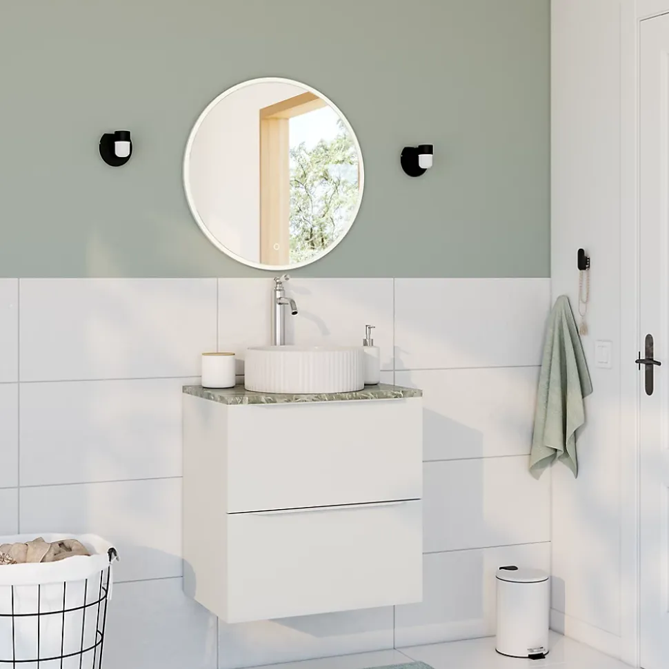 Meuble sous vasque suspendu blanc mat l.60 x H.60 x P.45 cm, GoodHome Imandra