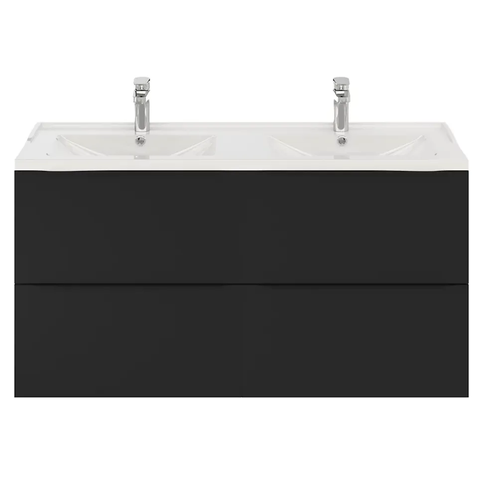 Meuble sous vasque suspendu noir mat l.120 x H.60 x P.45 cm, GoodHome Imandra