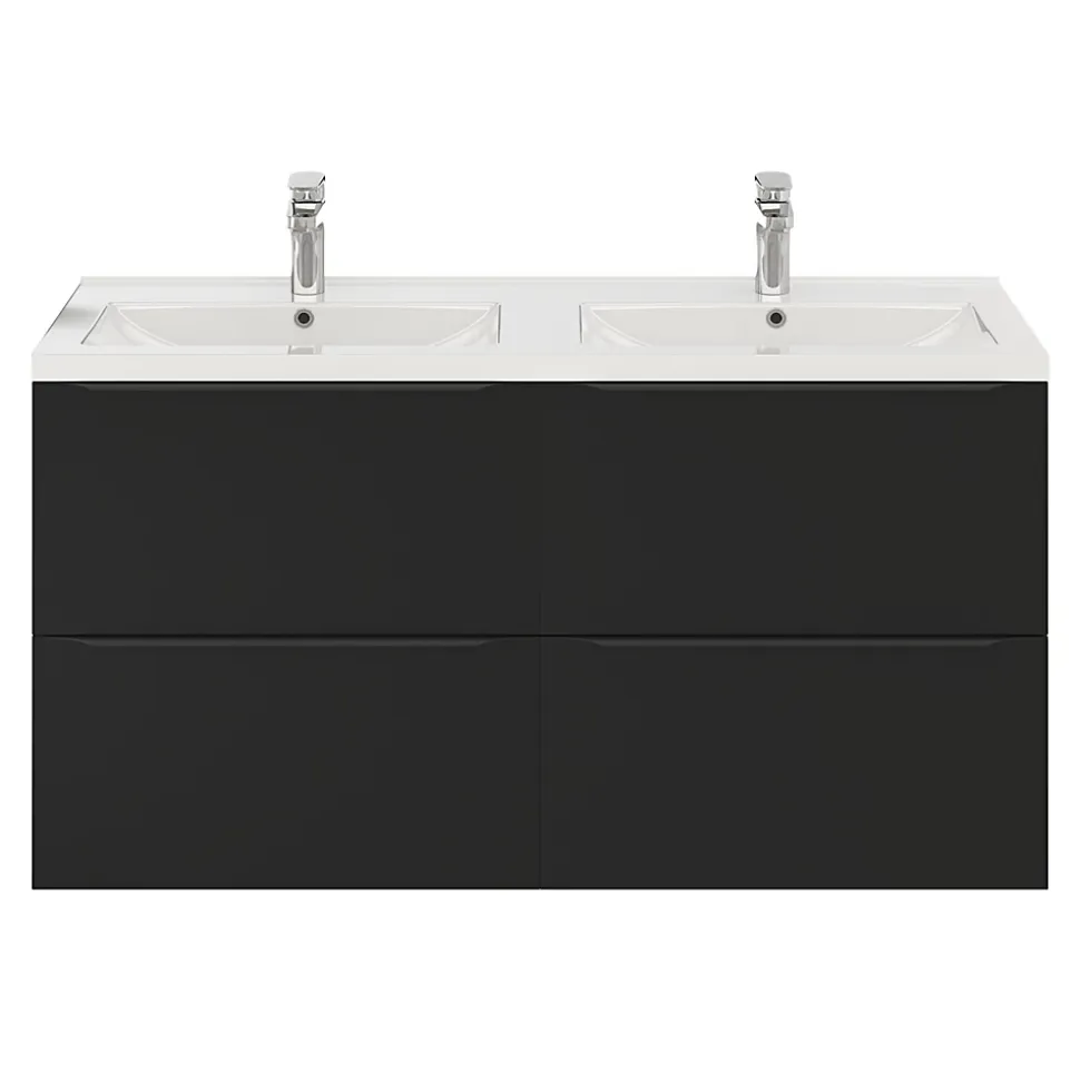 Meuble sous vasque suspendu noir mat l.120 x H.60 x P.45 cm, GoodHome Imandra
