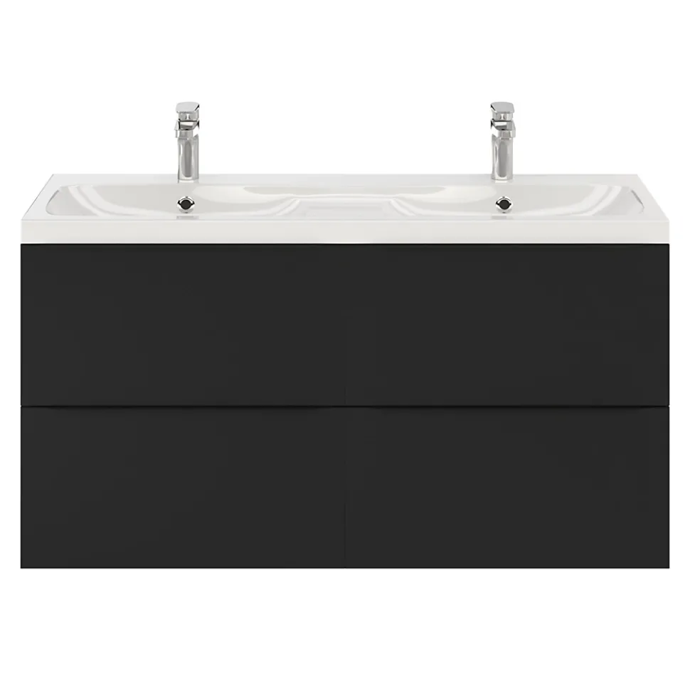 Meuble sous vasque suspendu noir mat l.120 x H.60 x P.45 cm, GoodHome Imandra