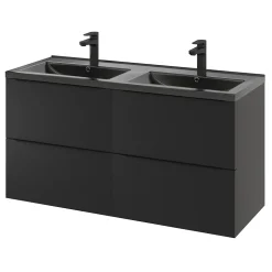 Meuble sous vasque suspendu noir mat l.120 x H.60 x P.45 cm, GoodHome Imandra