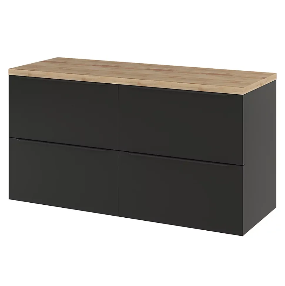 Meuble sous vasque suspendu noir mat l.120 x H.60 x P.45 cm, GoodHome Imandra