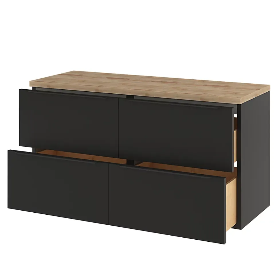 Meuble sous vasque suspendu noir mat l.120 x H.60 x P.45 cm, GoodHome Imandra