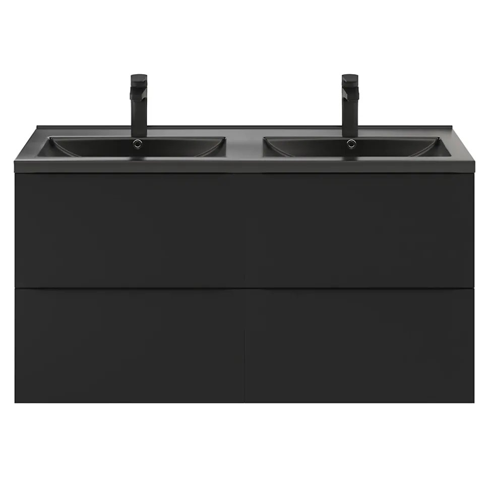 Meuble sous vasque suspendu noir mat l.120 x H.60 x P.45 cm, GoodHome Imandra