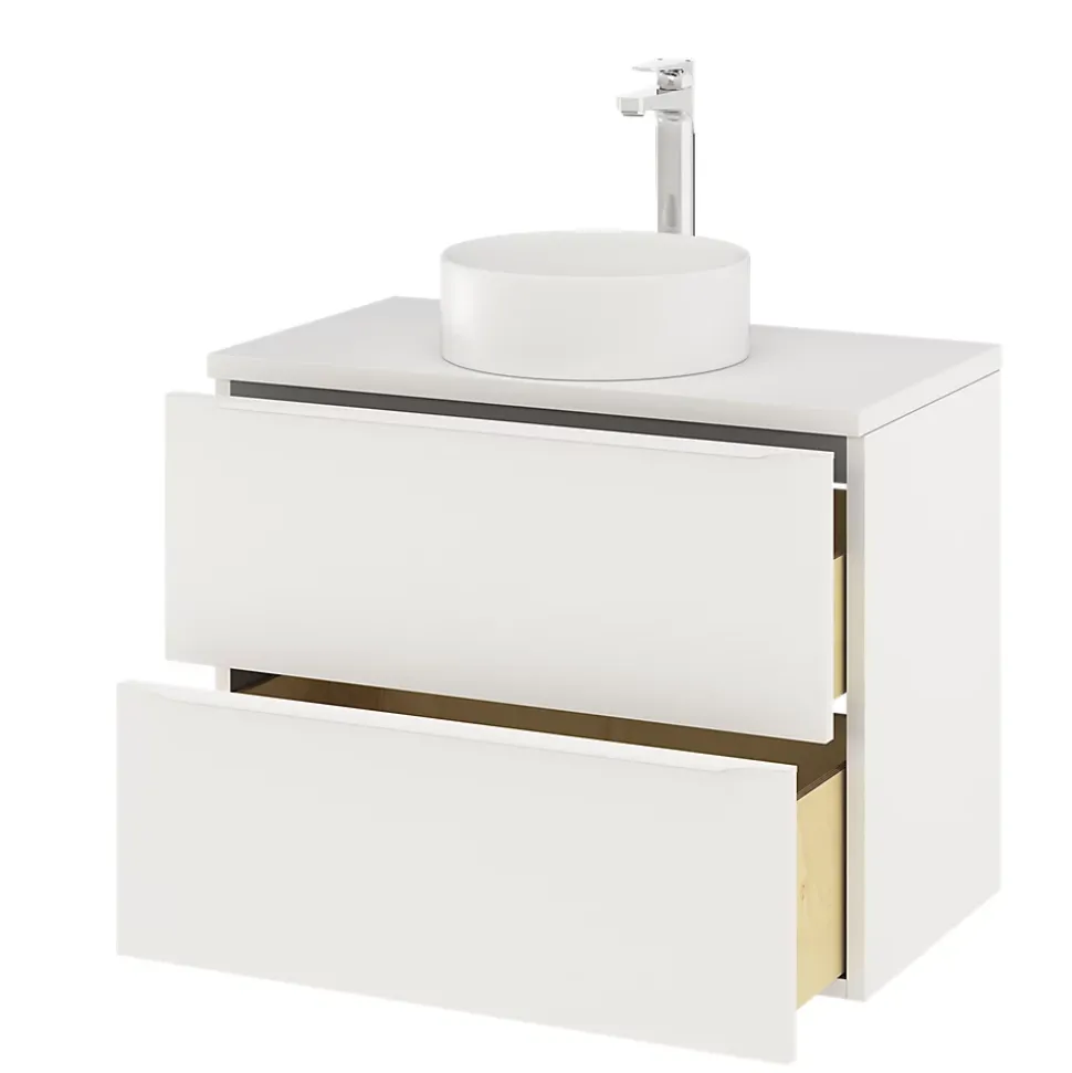 Meuble sous vasque suspendu blanc mat l.80 x H.60 x P.45 cm, GoodHome Imandra