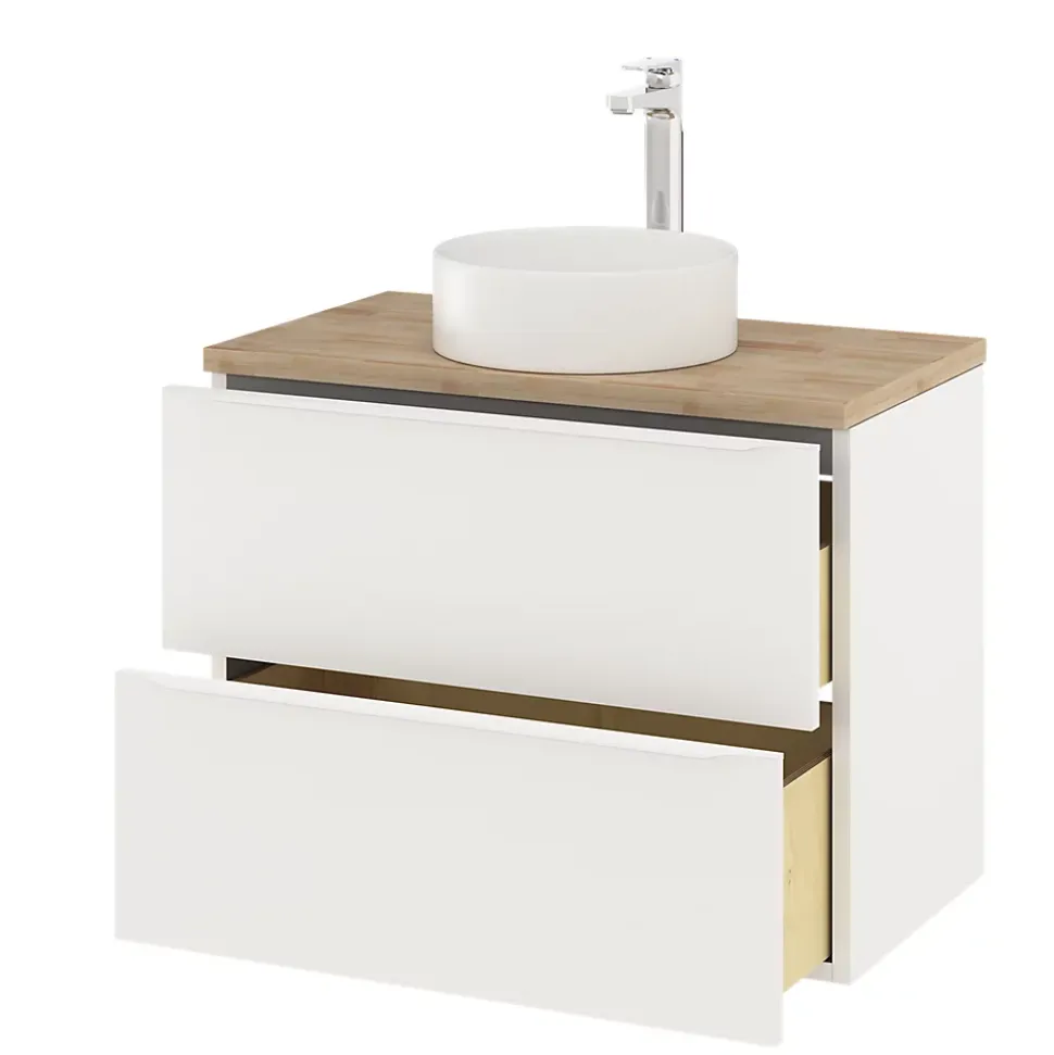 Meuble sous vasque suspendu blanc mat l.80 x H.60 x P.45 cm, GoodHome Imandra