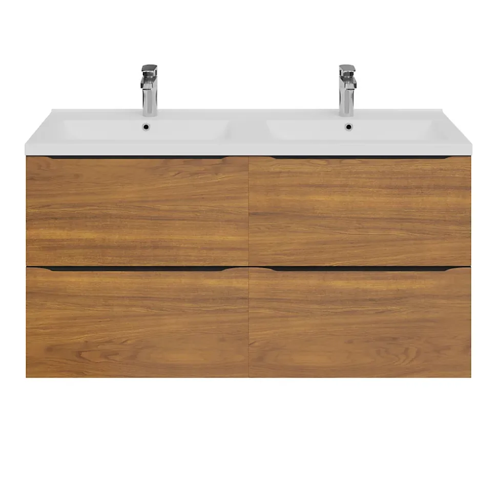 Meuble sous vasque suspendu effet noyer l.120 x H.60 x P.45 cm, GoodHome Imandra