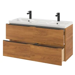Meuble sous vasque suspendu effet noyer l.120 x H.60 x P.45 cm, GoodHome Imandra