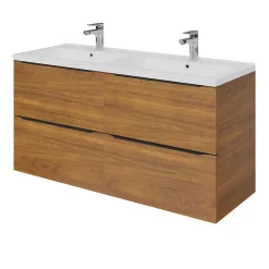 Meuble sous vasque suspendu effet noyer l.120 x H.60 x P.45 cm, GoodHome Imandra