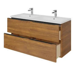 Meuble sous vasque suspendu effet noyer l.120 x H.60 x P.45 cm, GoodHome Imandra