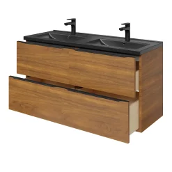 Meuble sous vasque suspendu effet noyer l.120 x H.60 x P.45 cm, GoodHome Imandra