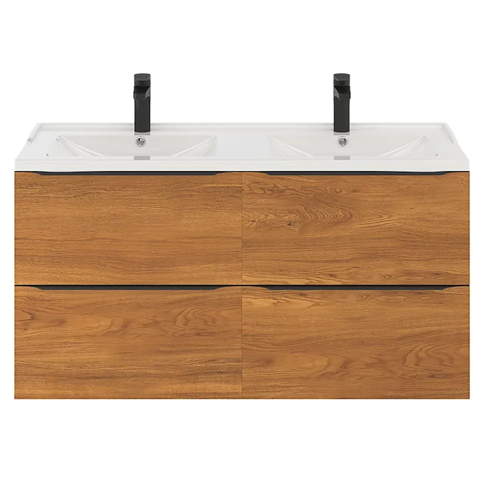 Meuble sous vasque suspendu effet noyer l.120 x H.60 x P.45 cm, GoodHome Imandra