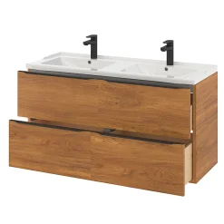 Meuble sous vasque suspendu effet noyer l.120 x H.60 x P.45 cm, GoodHome Imandra