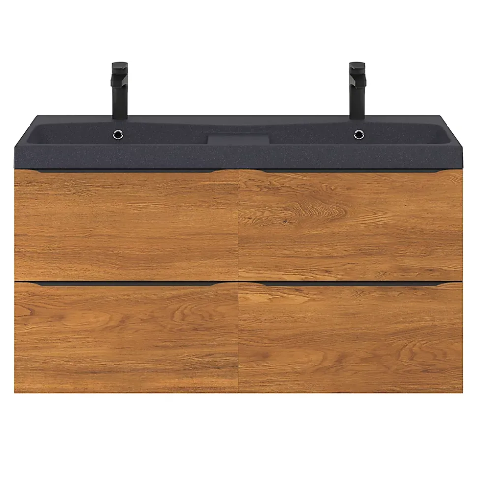 Meuble sous vasque suspendu effet noyer l.120 x H.60 x P.45 cm, GoodHome Imandra