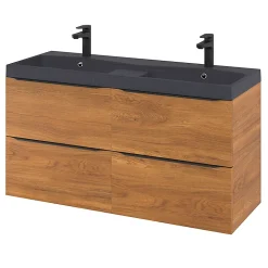 Meuble sous vasque suspendu effet noyer l.120 x H.60 x P.45 cm, GoodHome Imandra