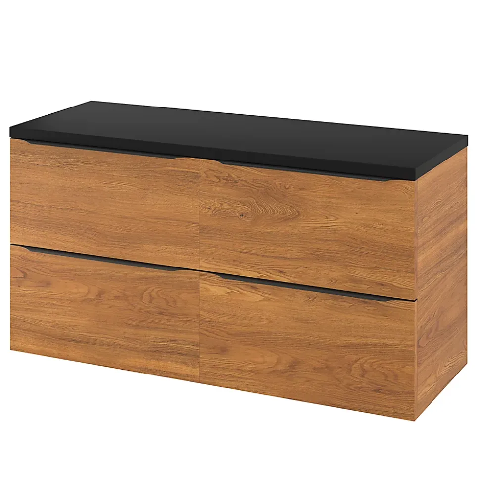 Meuble sous vasque suspendu effet noyer l.120 x H.60 x P.45 cm, GoodHome Imandra