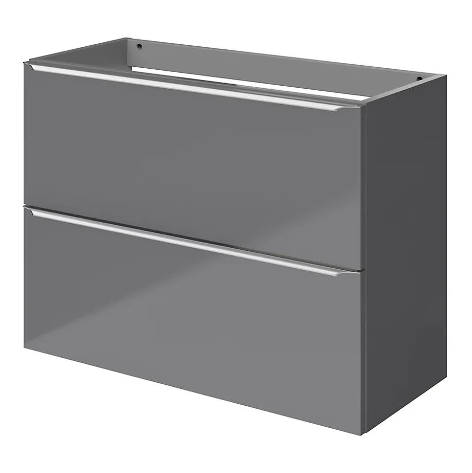 Meuble sous vasque suspendu faible profondeur gris brillant l.80 x H.60 x P.36 cm, GoodHome Imandra