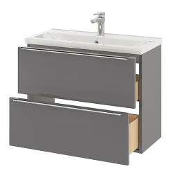 Meuble sous vasque suspendu faible profondeur gris brillant l.80 x H.60 x P.36 cm, GoodHome Imandra