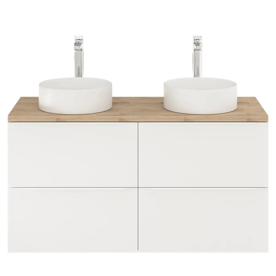 Meuble sous vasque suspendu blanc mat l.120 x H.60 x P.45 cm, GoodHome Imandra