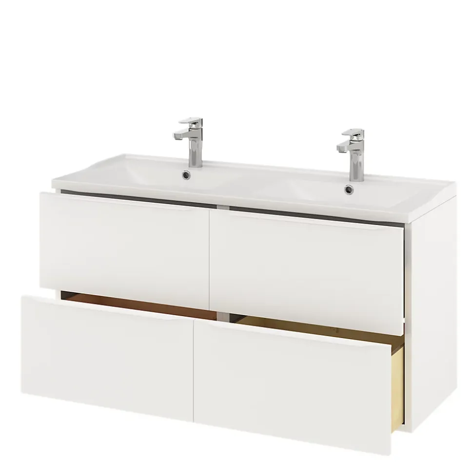 Meuble sous vasque suspendu blanc mat l.120 x H.60 x P.45 cm, GoodHome Imandra
