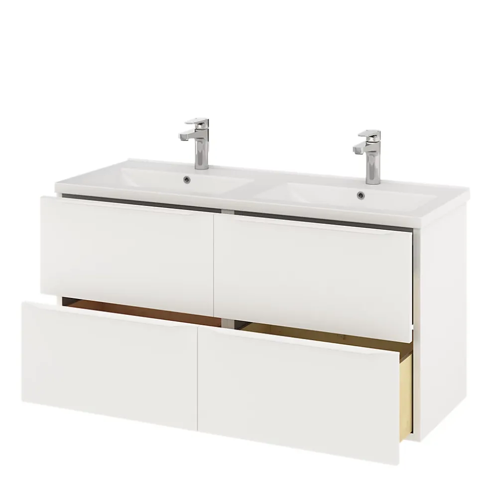 Meuble sous vasque suspendu blanc mat l.120 x H.60 x P.45 cm, GoodHome Imandra