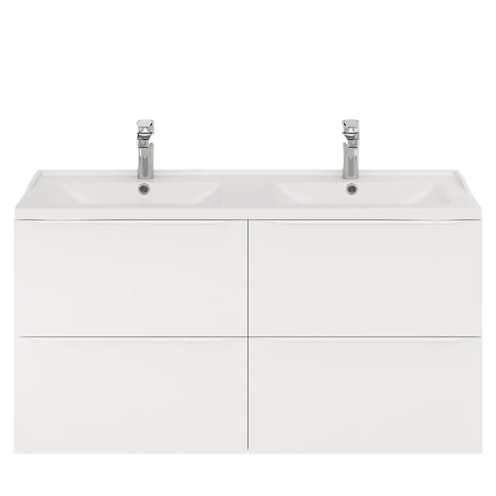 Meuble sous vasque suspendu blanc mat l.120 x H.60 x P.45 cm, GoodHome Imandra