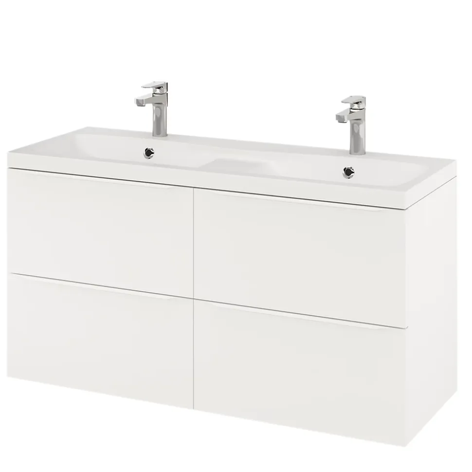 Meuble sous vasque suspendu blanc mat l.120 x H.60 x P.45 cm, GoodHome Imandra
