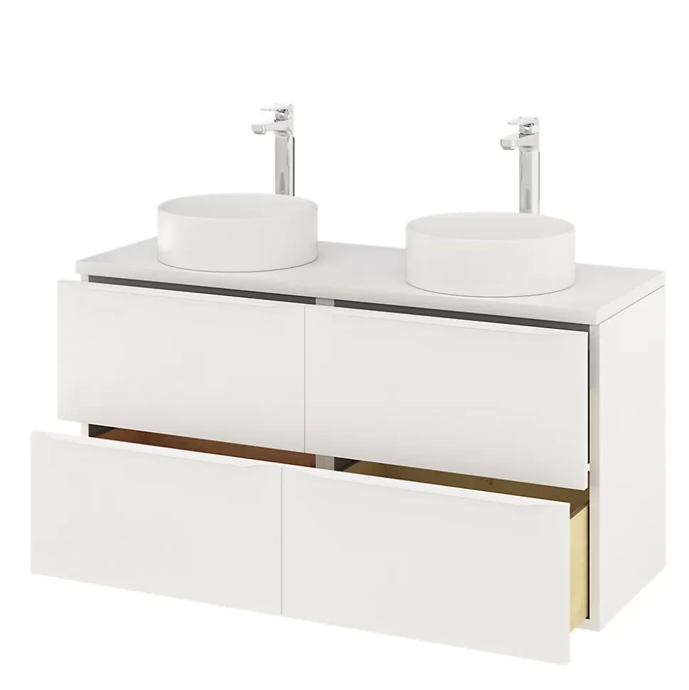 Meuble sous vasque suspendu blanc mat l.120 x H.60 x P.45 cm, GoodHome Imandra