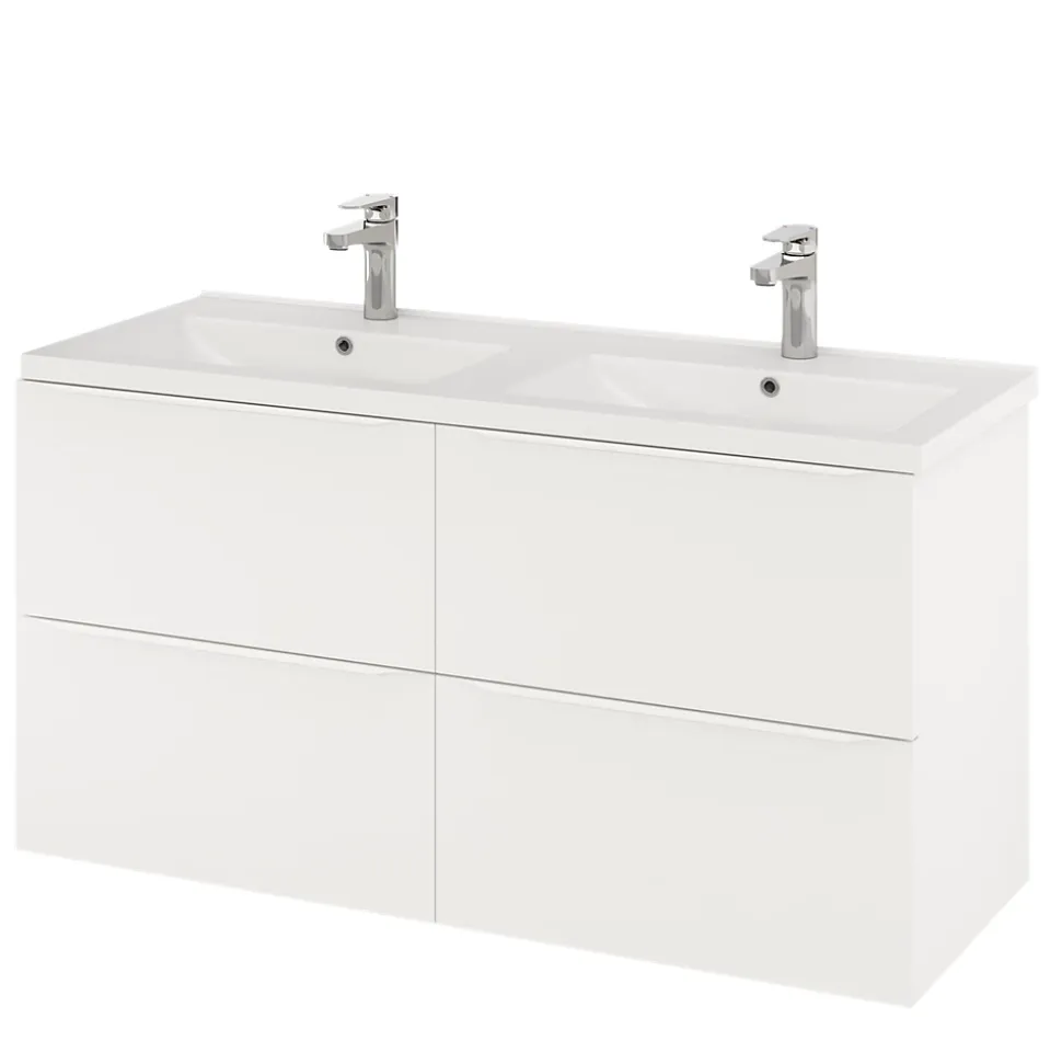 Meuble sous vasque suspendu blanc mat l.120 x H.60 x P.45 cm, GoodHome Imandra