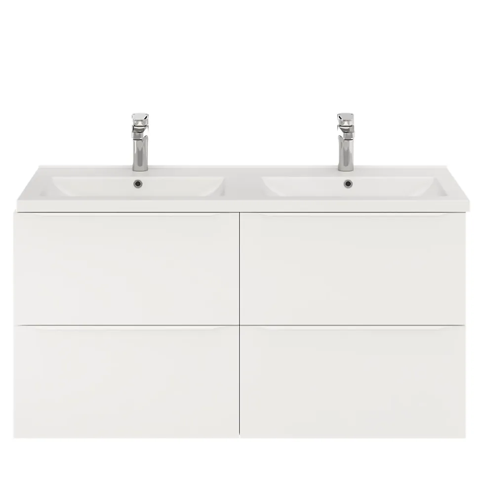 Meuble sous vasque suspendu blanc mat l.120 x H.60 x P.45 cm, GoodHome Imandra