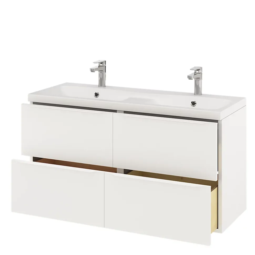 Meuble sous vasque suspendu blanc mat l.120 x H.60 x P.45 cm, GoodHome Imandra