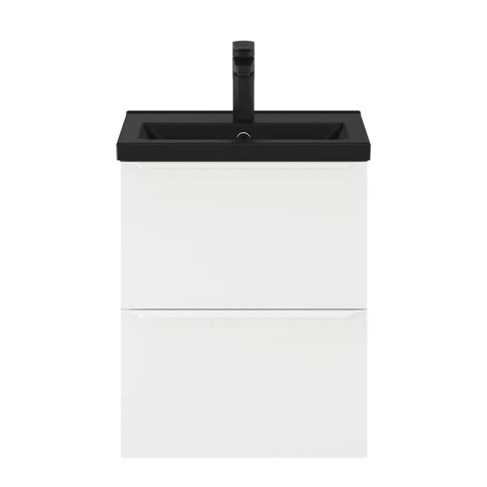 Meuble sous vasque suspendu faible profondeur blanc mat l.50 x H.60 x P.36 cm, GoodHome Imandra